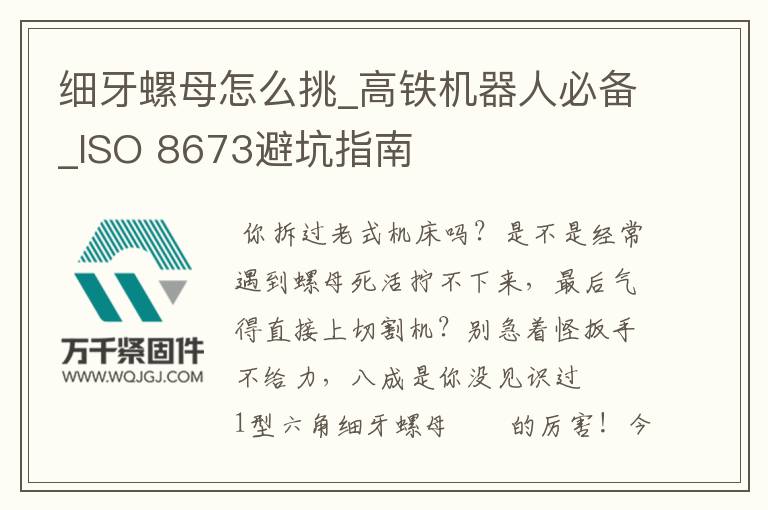 細(xì)牙螺母怎么挑_高鐵機(jī)器人必備_ISO 8673避坑指南